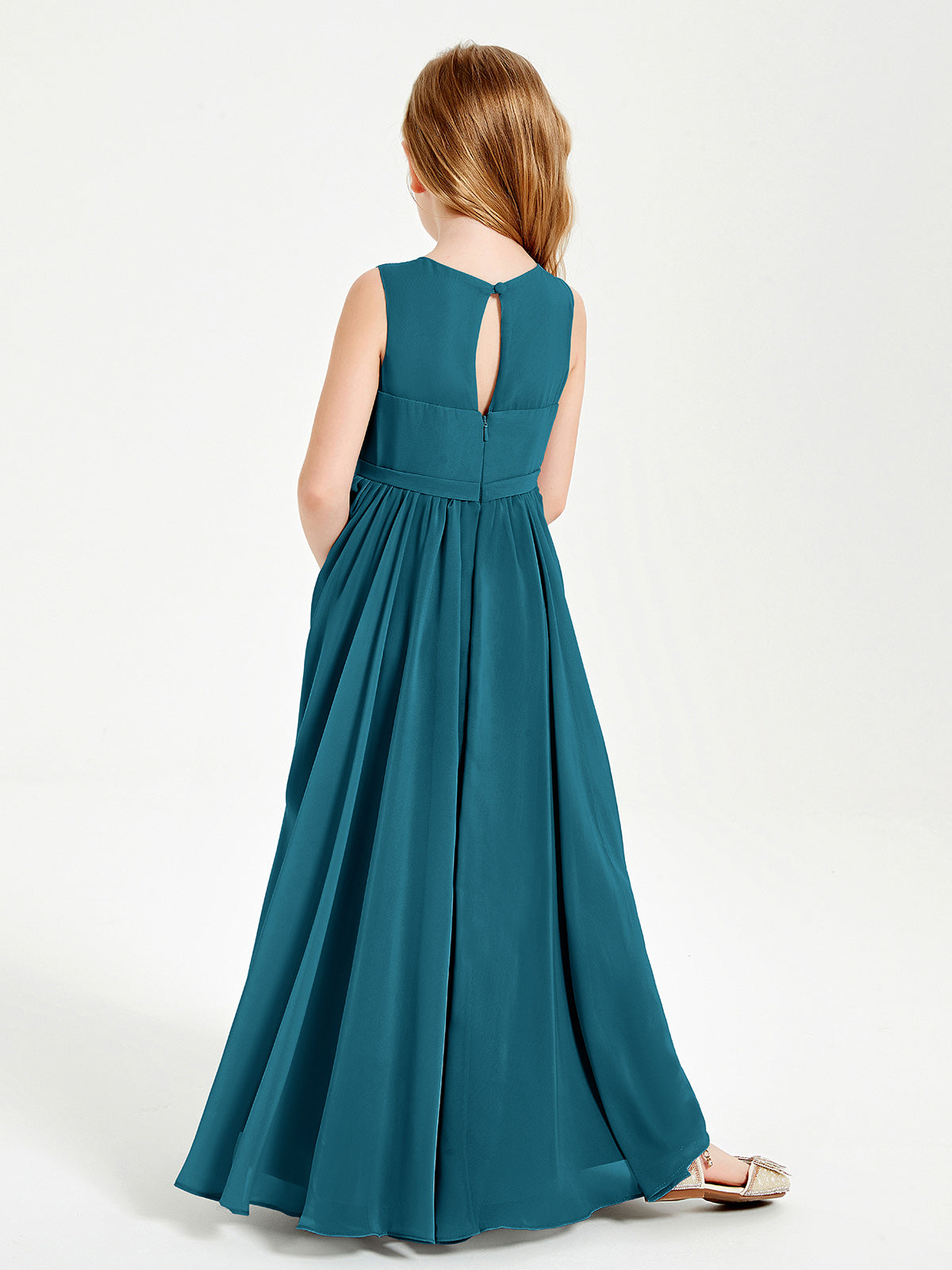 Chic Elegant Sleeveless Dresses for Junior Bridesmaids Ink Blue
